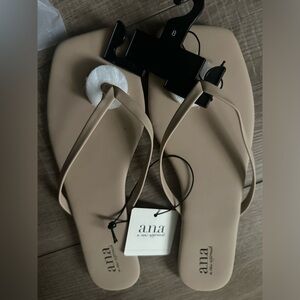 a.n.a Square Toe Flip Flops Tan *NWT* never worn